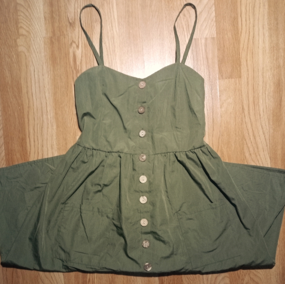 Forest Green Cami "Paper Bag" Dress